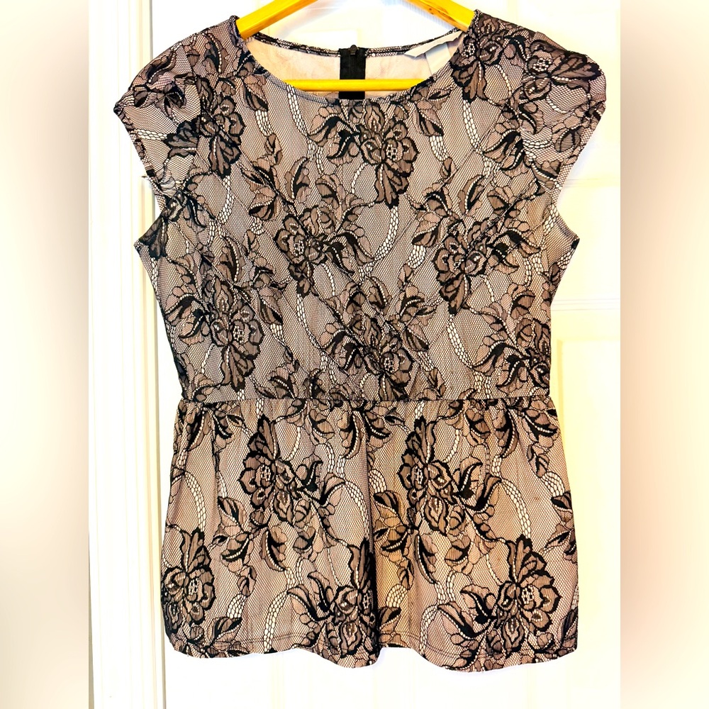 Beautiful lace floral peplum blouse